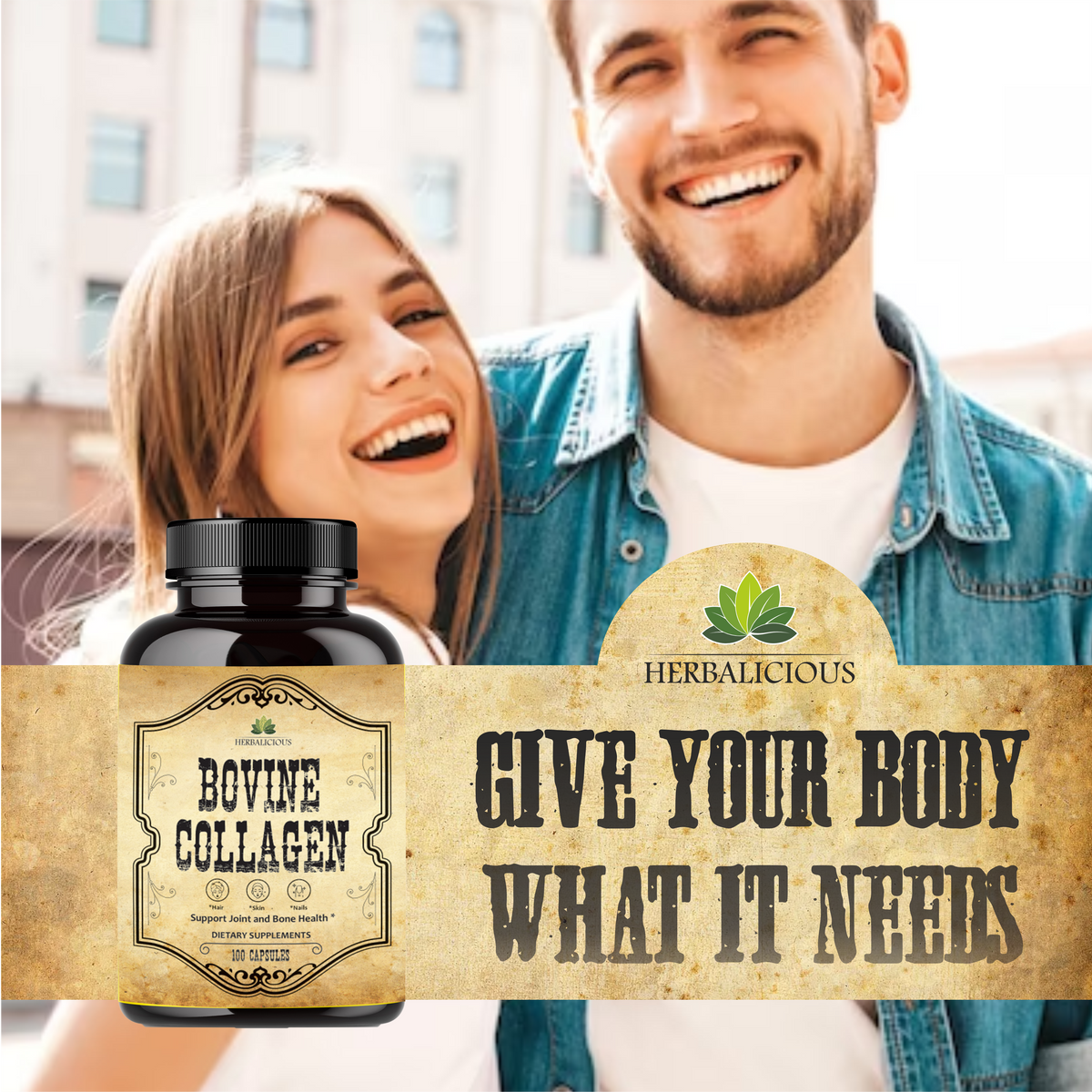 Bovine Collagen Supplements for Men and Women I Hydrolyzed Grass Fed Bovine Collagen Peptides Dietary Supplement for Joint, Nerve & Bone Support 
