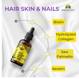 Liquid Collagen Supplements for Women - Comprehensive Formula Hair Skin Nails Supplement with 10000mcg Collagen 5000 mcg Biotin 5000 mcg Keratin 5000 mcg Saw Palmetto, 4fl oz
