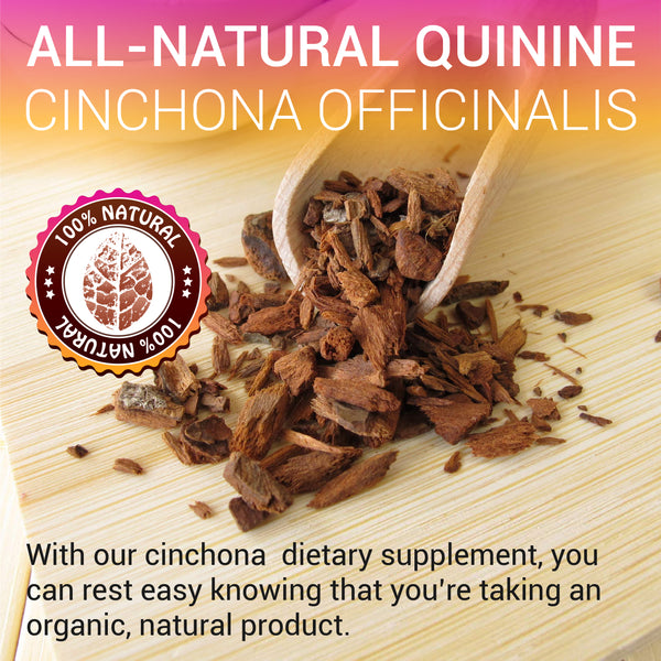 Quinine 100 Capsules - Cinchona Officinalis Bark Herbal Supplement for Muscle, Cramp Defense and Overall Digestive Health