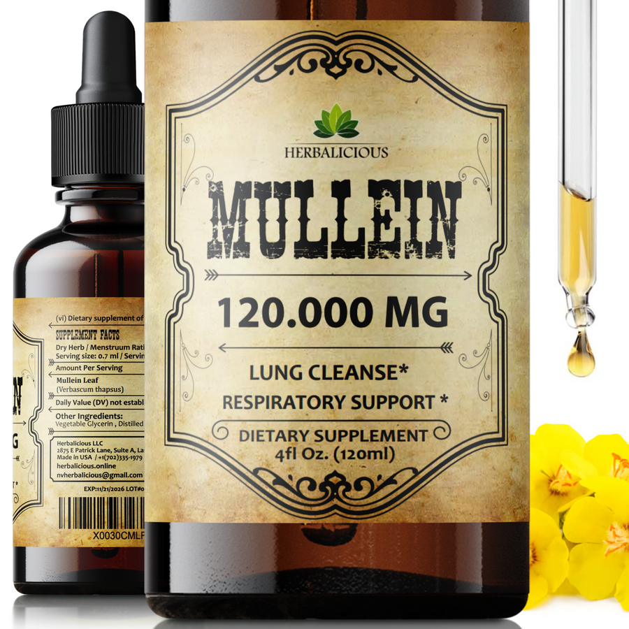 Mullein Leaf Extract - Verbascum Thapsus - Herbal Tincture Promoting Lung, Respiratory & Digestive Wellness - Natural Sleep Support 4oz