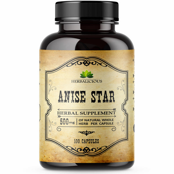Star Anise Dietary Supplement 100 Capsules Immune Strength, Rich in Antioxidants