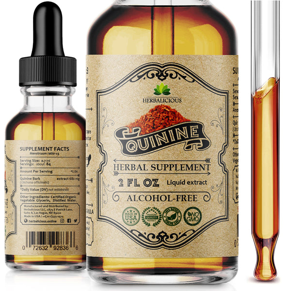 Quinine Liquid Extract 2oz - Cinchona Officinalis Bark Herbal Supplement for Leg Cramping Relief, Cramp Defense and Overall Digestive Health