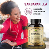 Sarsaparilla Root 100 Capsules - Smilax Ornata Herb Supplement -Non-GMO Support for Immunity Skin Kidney Function Liver Wellness,No Fillers