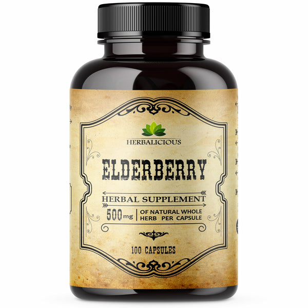 Elden Berry 100 Capsules - Promotes Digestive Health, Immune System Function - Antioxidant, Vitamin C, Fiber-Rich Support