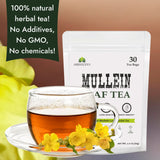 Mullein Leaf Tea Bags for Lungs Cleanse, Detox & Respiratory Support - 100% Pure Non-GMO and Gluten Free Mullein Tea - 30 Tea Bags