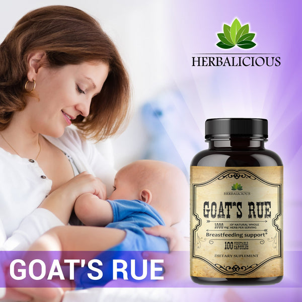 Goat’s Rue 100 Capsules - Natural Galega Officinalis for Breast Feeding - Breastmilk Production Food Supplement Support