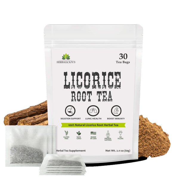 Licorice Root Tea Premium Natural Licorice Tea Caffeine Free Licorice Herbal Tea to Promote Respiratory Health and Aid in Digestion 30bags