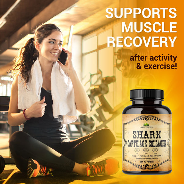 Shark Cartilage Collagen Joint Nerve & Bone Support - Non-GMO, Anti-Aging Dietary Product with Hydrolyzed Peptides, Hyaluronic Acid  100caps
